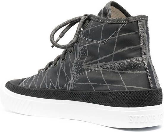 Stone Island abstract-print high-top sneakers Grey