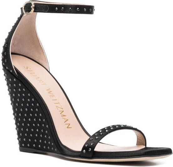 Stuart Weitzman 100mm crystal-embellished sandals Black