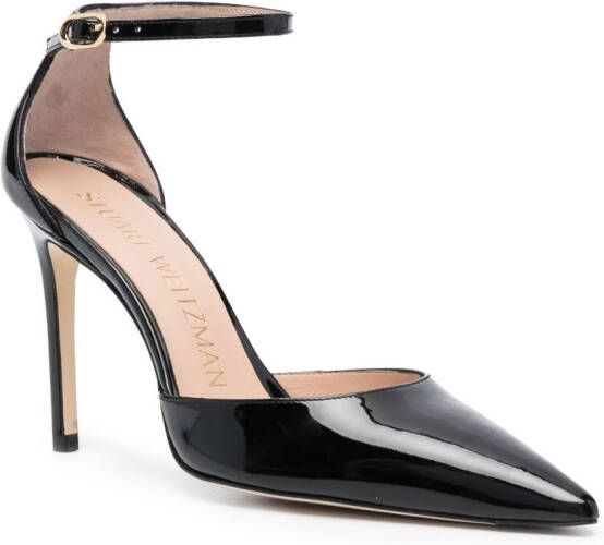 Stuart Weitzman 100mm pointed-toe leather pumps Black