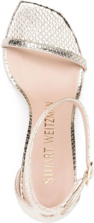 Stuart Weitzman 100mm snakeskin-effect stiletto sandals Gold