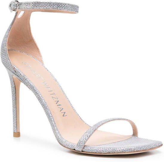 Stuart Weitzman 105mm Nudistcurve open-toe sandals Silver