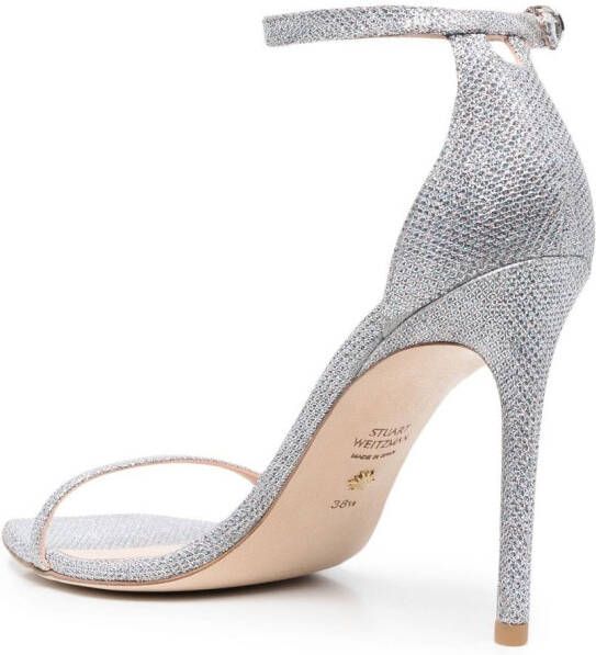 Stuart Weitzman 105mm Nudistcurve open-toe sandals Silver