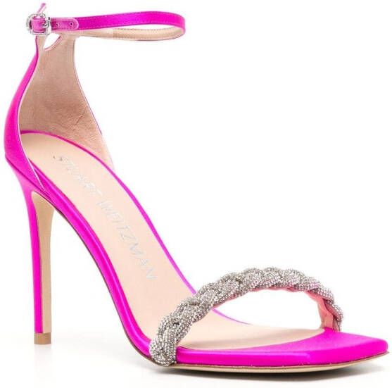 Stuart Weitzman 107mm crystal-embellished strap sandals Pink
