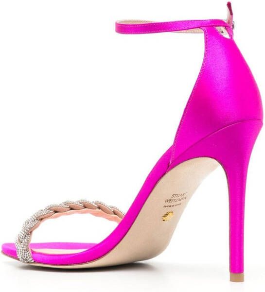 Stuart Weitzman 107mm crystal-embellished strap sandals Pink