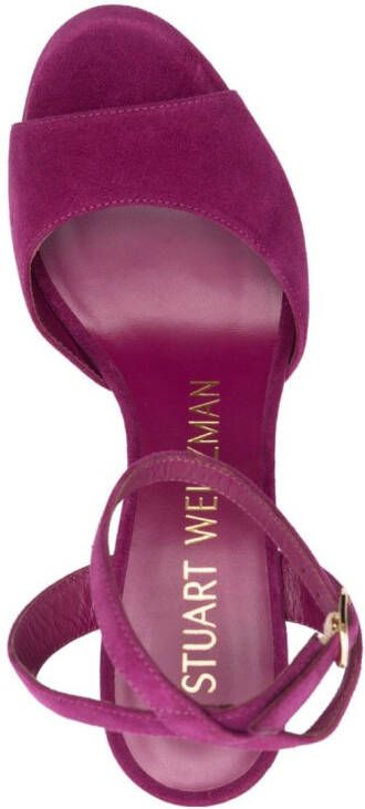 Stuart Weitzman 130mm open-toe suede sandals Purple