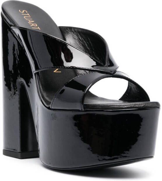 Stuart Weitzman 160mm leather platform sandals Black