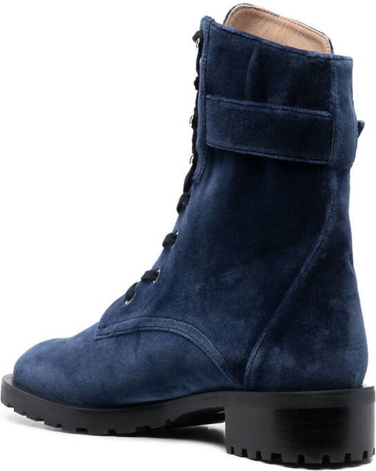 Stuart Weitzman 30mm embellished-buckle suede boots Blue