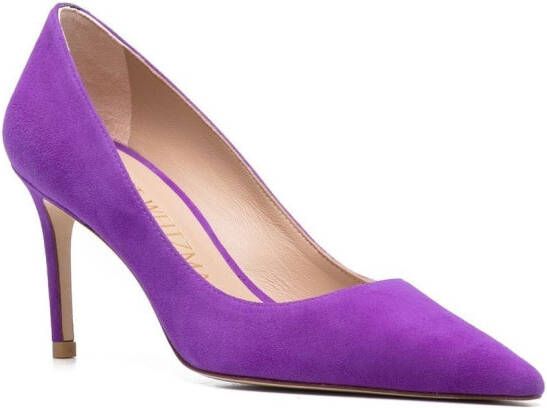 Stuart Weitzman 75mm pointed suede pumps Purple