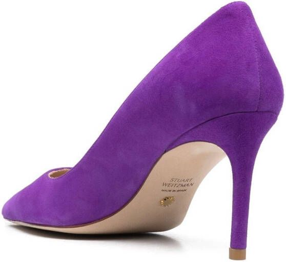 Stuart Weitzman 75mm pointed suede pumps Purple