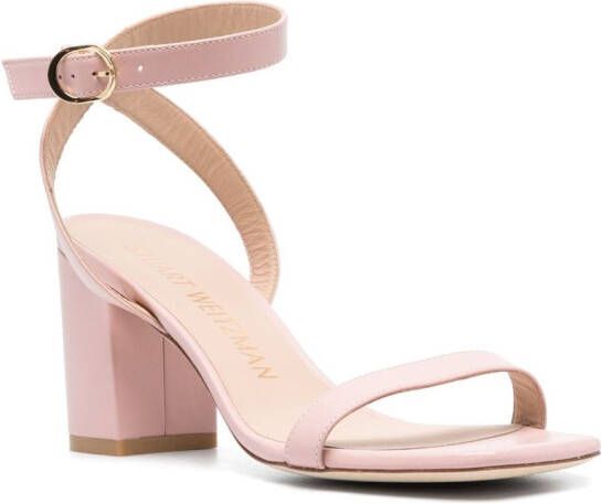 Stuart Weitzman 85mm block-heel ankle-strap sandals Pink