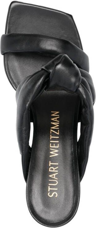 Stuart Weitzman 85mm knot-detail leather mules Black