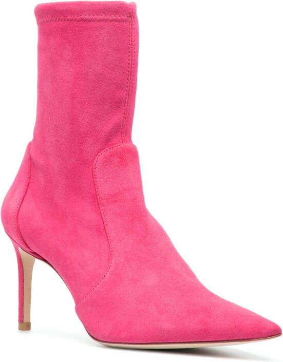 Stuart Weitzman 85mm pointed-toe boots Pink