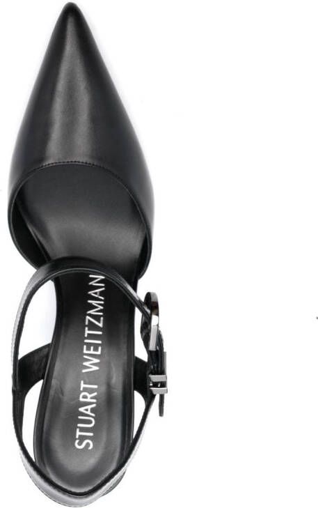 Stuart Weitzman 85mm pointed-toe leather pumps Black