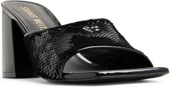 Stuart Weitzman 85mm sequin-embellished leather mules Black