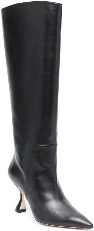 Stuart Weitzman 95mm pointed leather boots Black