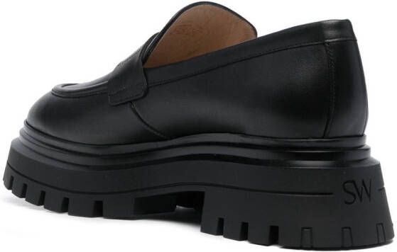 Stuart Weitzman almond-toe leather loafers Black