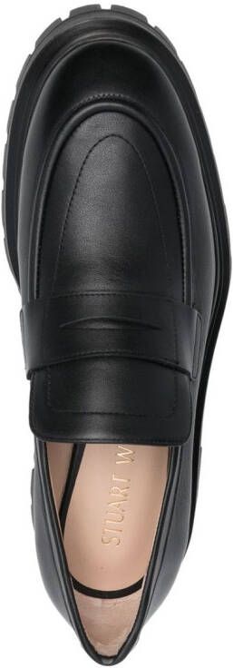 Stuart Weitzman almond-toe leather loafers Black