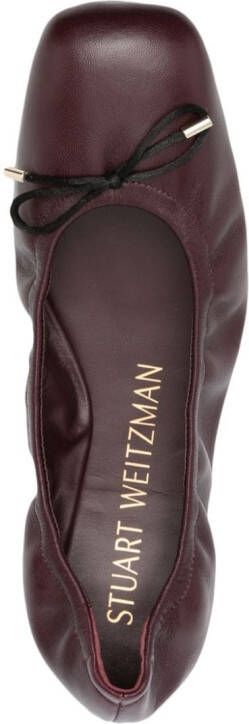 Stuart Weitzman Bardot leather ballerina shoes Red