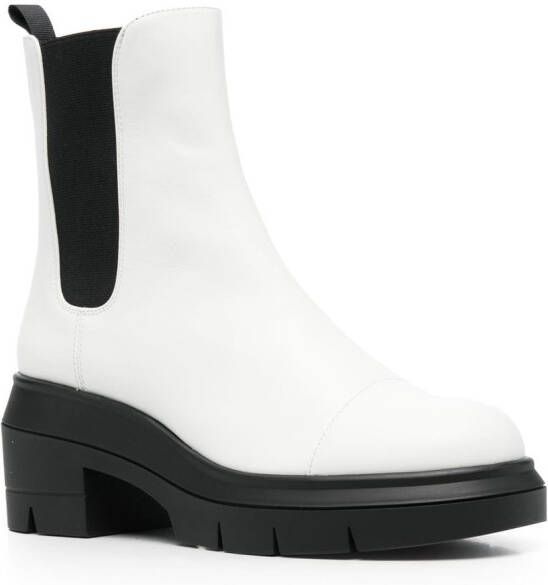 Stuart Weitzman block-heel leather Chelsea boots White