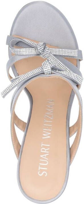 Stuart Weitzman bow-detail slip-on 100mm sandals Grey