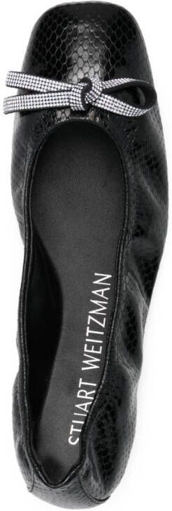 Stuart Weitzman Bow python-print ballerina shoes Black