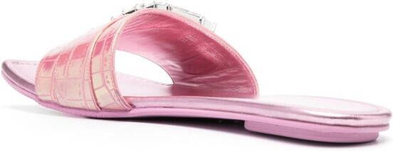 Stuart Weitzman buckled flat slides Pink