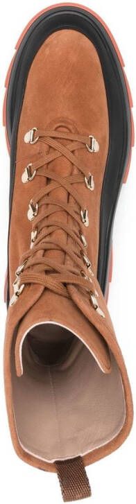 Stuart Weitzman chunky lace-up suede boots Brown