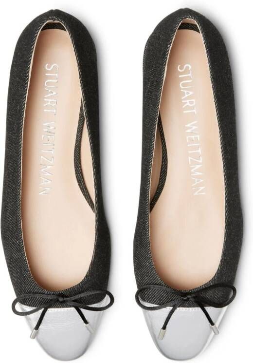 Stuart Weitzman colour-block bow-detail ballerina shoes Black