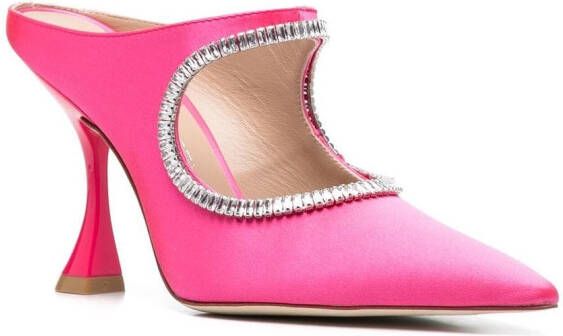 Stuart Weitzman crystal-embellished 110mm cut-out mules Pink