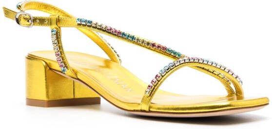 Stuart Weitzman crystal-embellished 45mm block-heel sandals Yellow