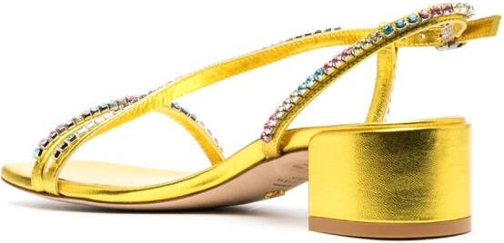 Stuart Weitzman crystal-embellished 45mm block-heel sandals Yellow