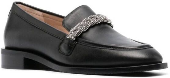 Stuart Weitzman crystal-embellished chain-link loafers Black