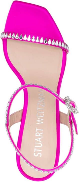 Stuart Weitzman crystal-embellished leather sandals Pink