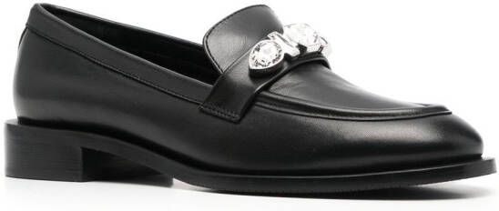 Stuart Weitzman crystal-embellished loafers Black