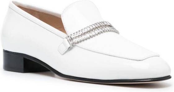 Stuart Weitzman crystal embellished loafers White