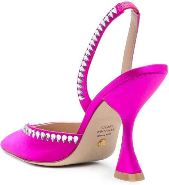 Stuart Weitzman crystal-embellished slingback 110mm pumps Pink