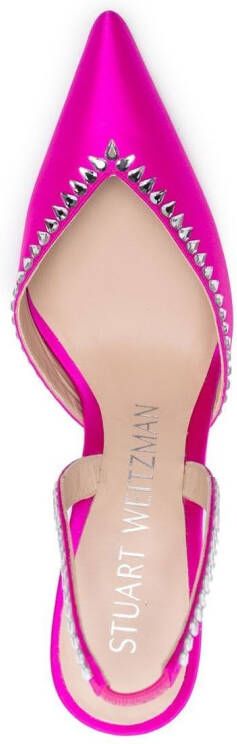 Stuart Weitzman crystal-embellished slingback 110mm pumps Pink