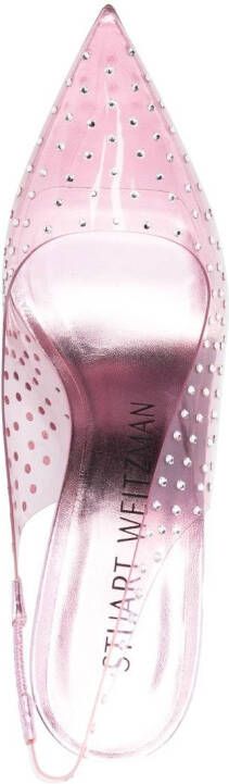 Stuart Weitzman crystal-embellished transparent pumps Pink