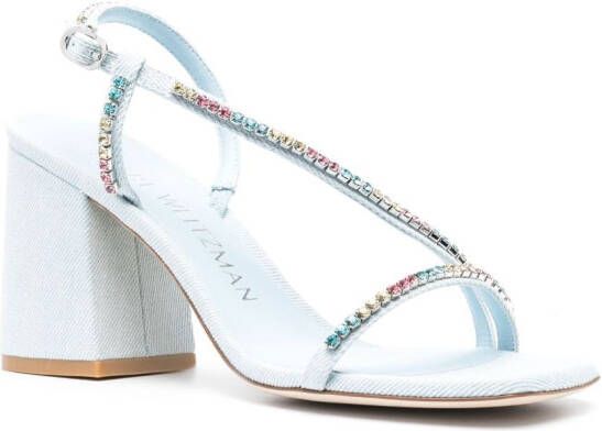 Stuart Weitzman crystal-embellishment open-toe sandals Blue