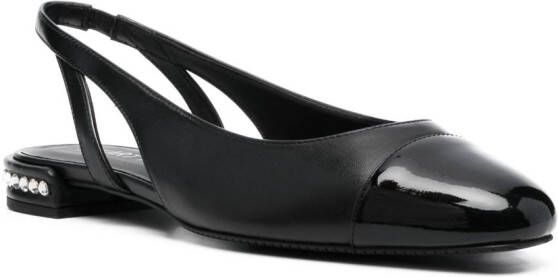 Stuart Weitzman Crystal Slingback leather ballerina shoes Black