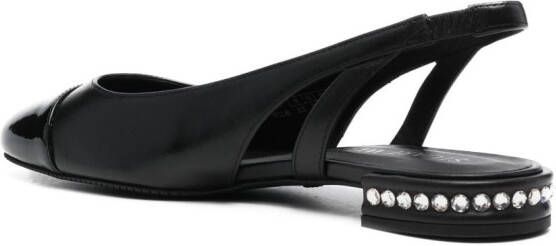 Stuart Weitzman Crystal Slingback leather ballerina shoes Black