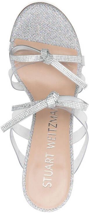 Stuart Weitzman embellished-bow detail 115mm sandals Silver
