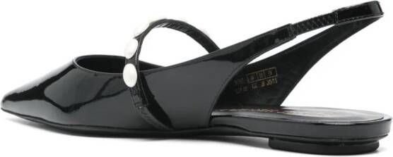 Stuart Weitzman Emilia Pearlita leather ballerina shoes Black