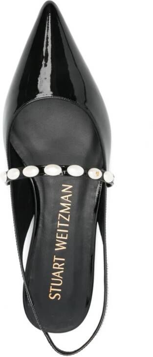 Stuart Weitzman Emilia Pearlita leather ballerina shoes Black