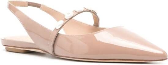 Stuart Weitzman Emilia Pearlita leather ballerina shoes Neutrals