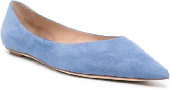 Stuart Weitzman Emilia suede ballerina shoes Blue