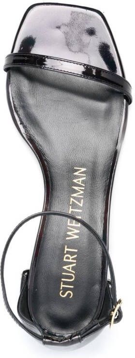 Stuart Weitzman faux-pearl embellished leather sandals Black