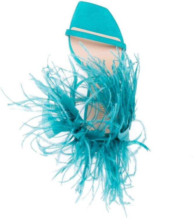 Stuart Weitzman feather-detail open-toe 115mm sandals Blue