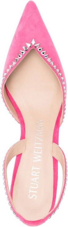 Stuart Weitzman Gemcut XCurve 85mm slingback pumps Pink