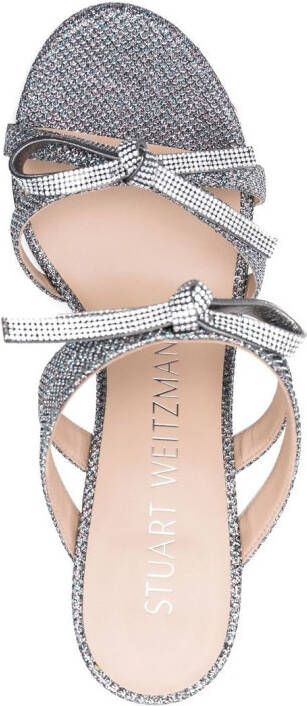 Stuart Weitzman glittered 90mm bow-detail sandals Silver
